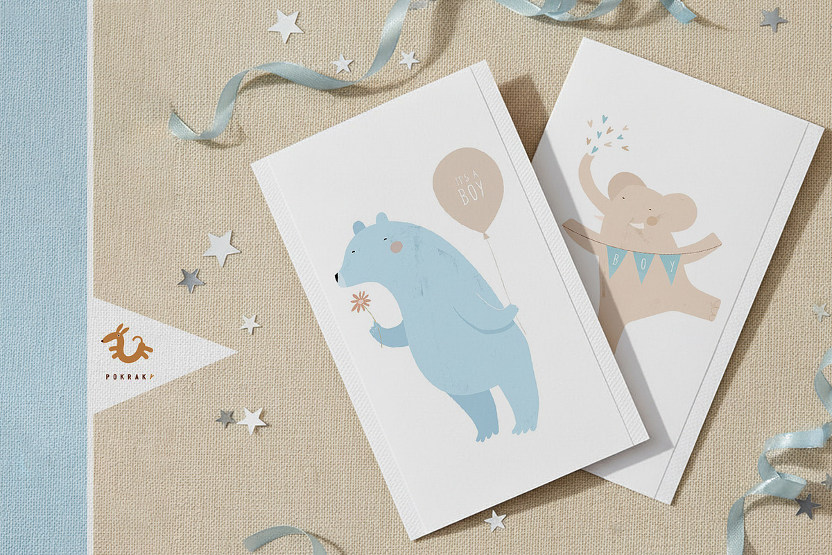 Baby Shower Vector Cards & Patterns, a Seasonal Illustration by Pokraky (Photo 4 of 6)