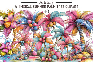 Whimsical Summer Palm Tree Clipart, an Illustration by designcity5