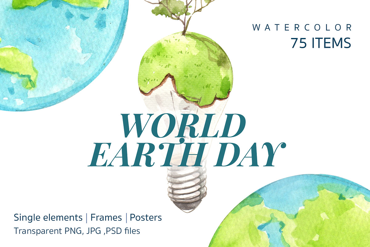 World Earth Day Watercolor, a Seasonal Illustration by CreativeValuation (Photo 1 of 12)