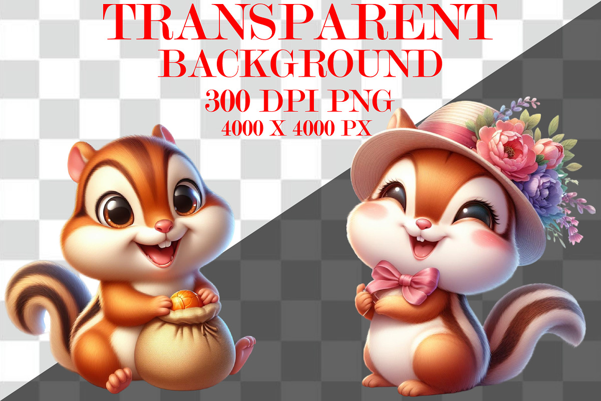 Cute Chipmunks Clipart Bundle, an Animal Illustration by Craft Nest (Photo 3 of 5)