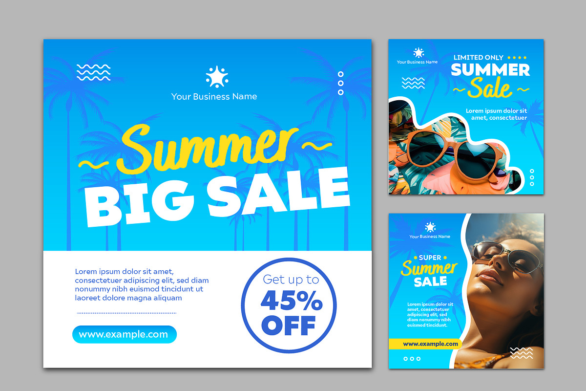 Summer Sale Social Media Post Set, a Templates & Theme by studiogstock (Photo 1 of 4)