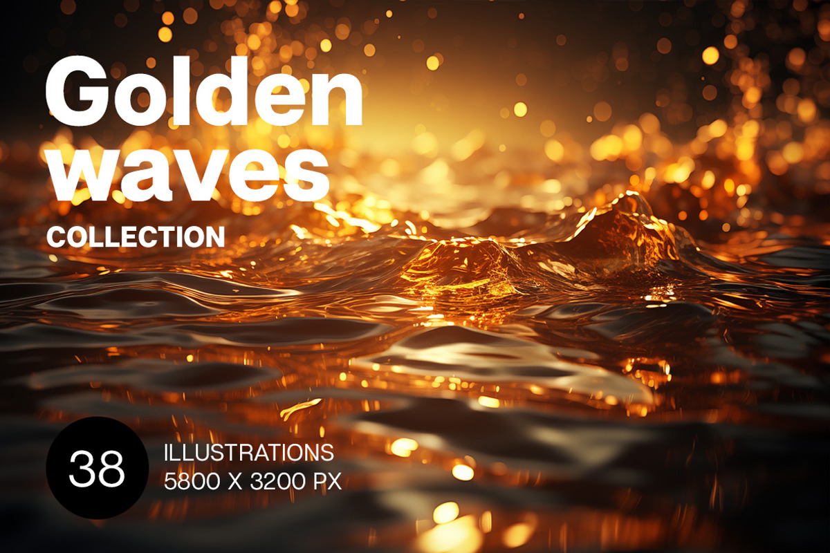 Golden waves. 38 images, a Decorative Illustration by Handmadefont (Photo 1 of 10)
