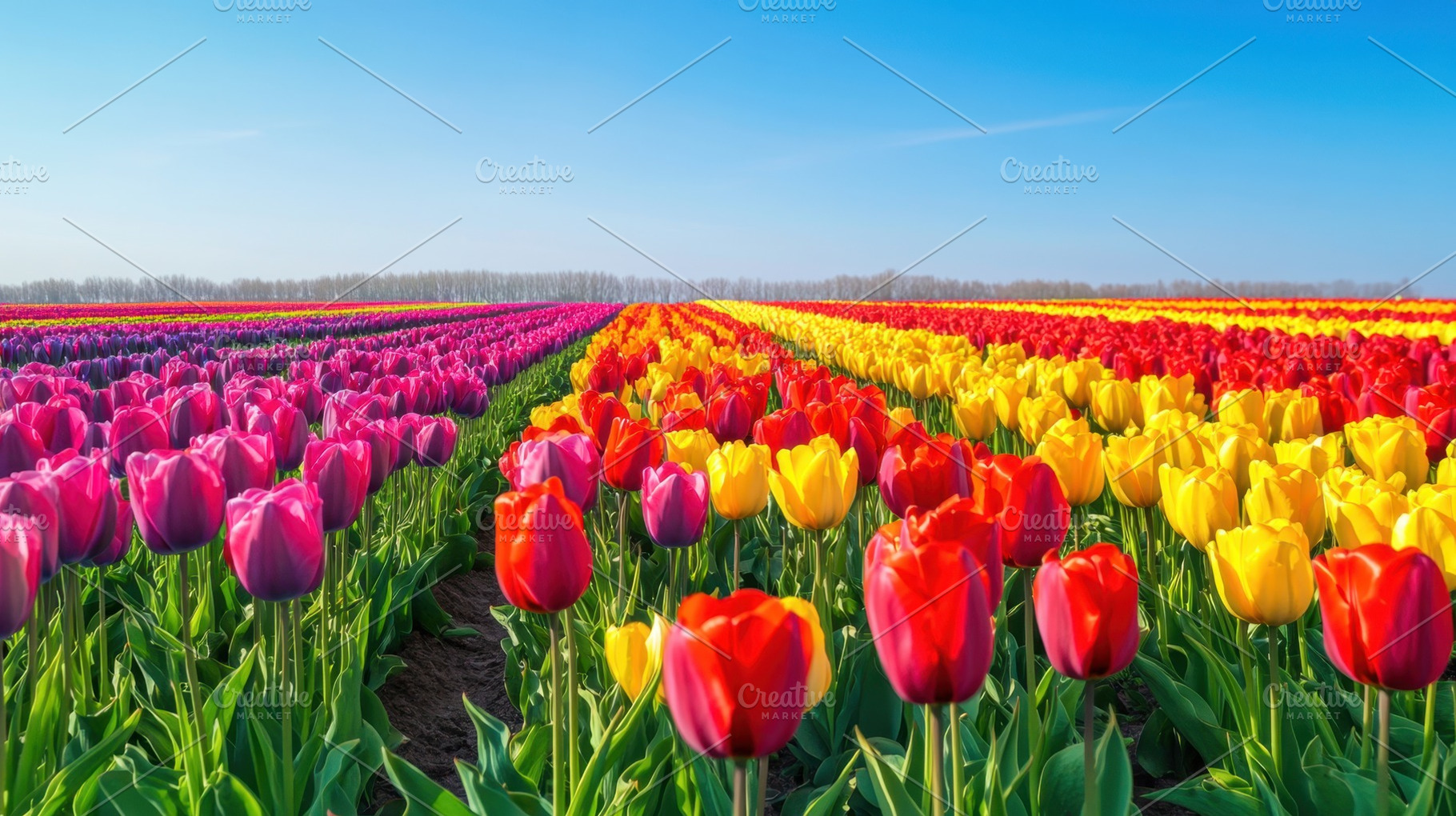 Colorful tulip field in full bloom, a Photo by Beautiful things