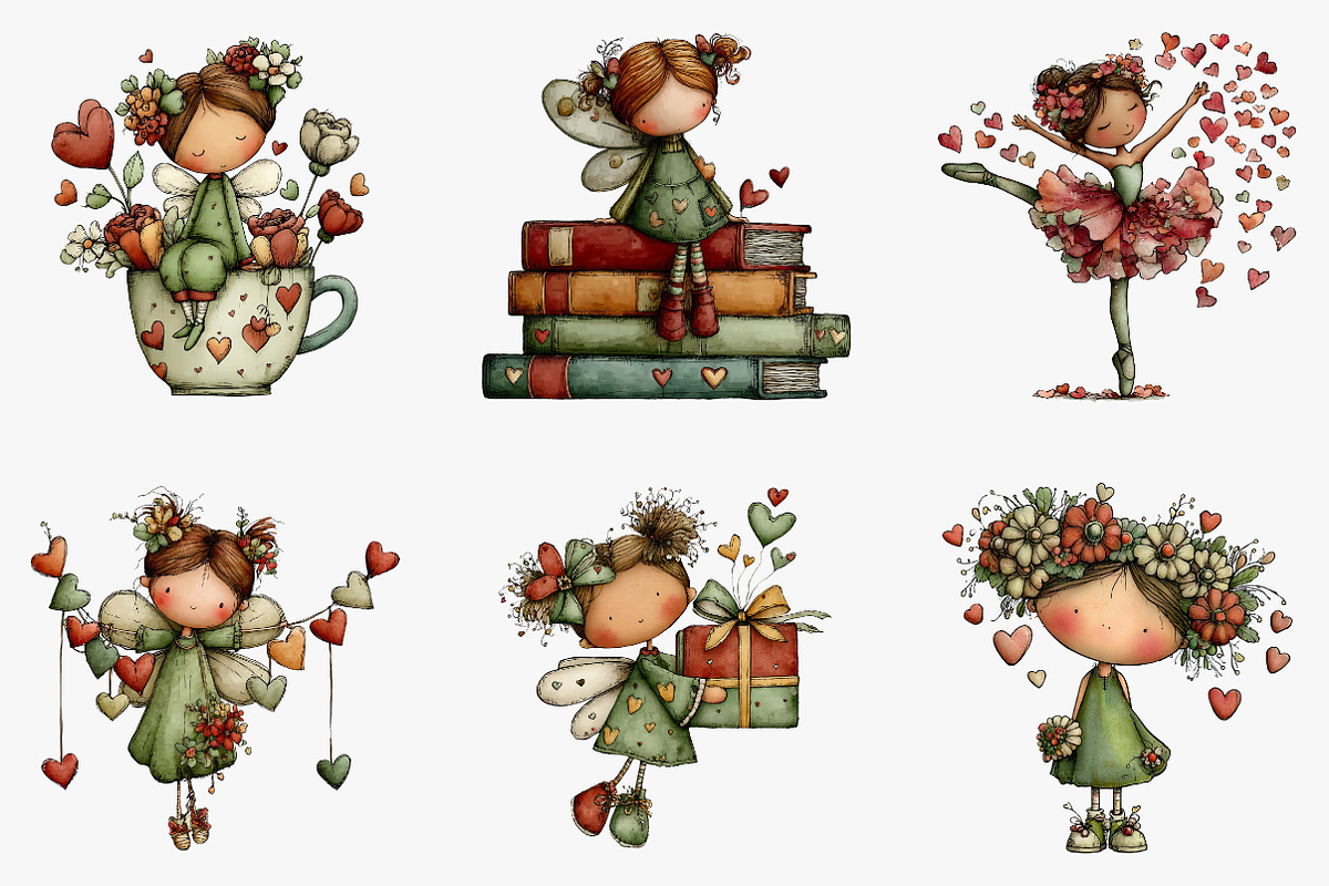 Whimsical Valentin Fairy Clipart, an Illustration by CreationArt (Photo 5 of 6)
