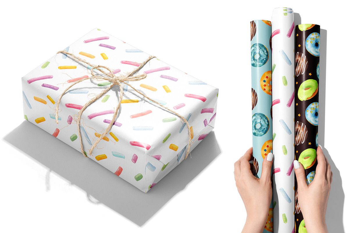 Set of watercolor delicious donuts, a Decorative Illustration by Nataliia Pyzhova (Photo 6 of 7)