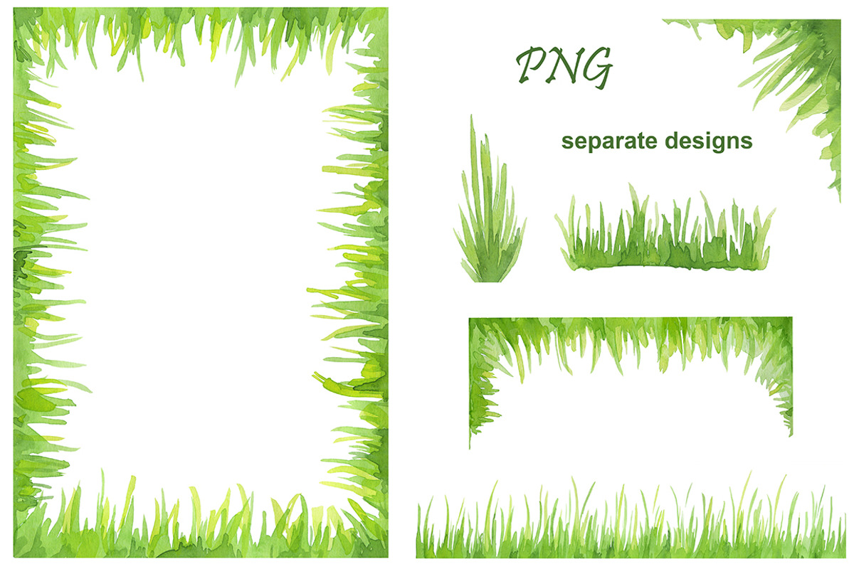 Watercolor handpainted clipart Grass, an Illustration by AqwaColor (Photo 2 of 4)