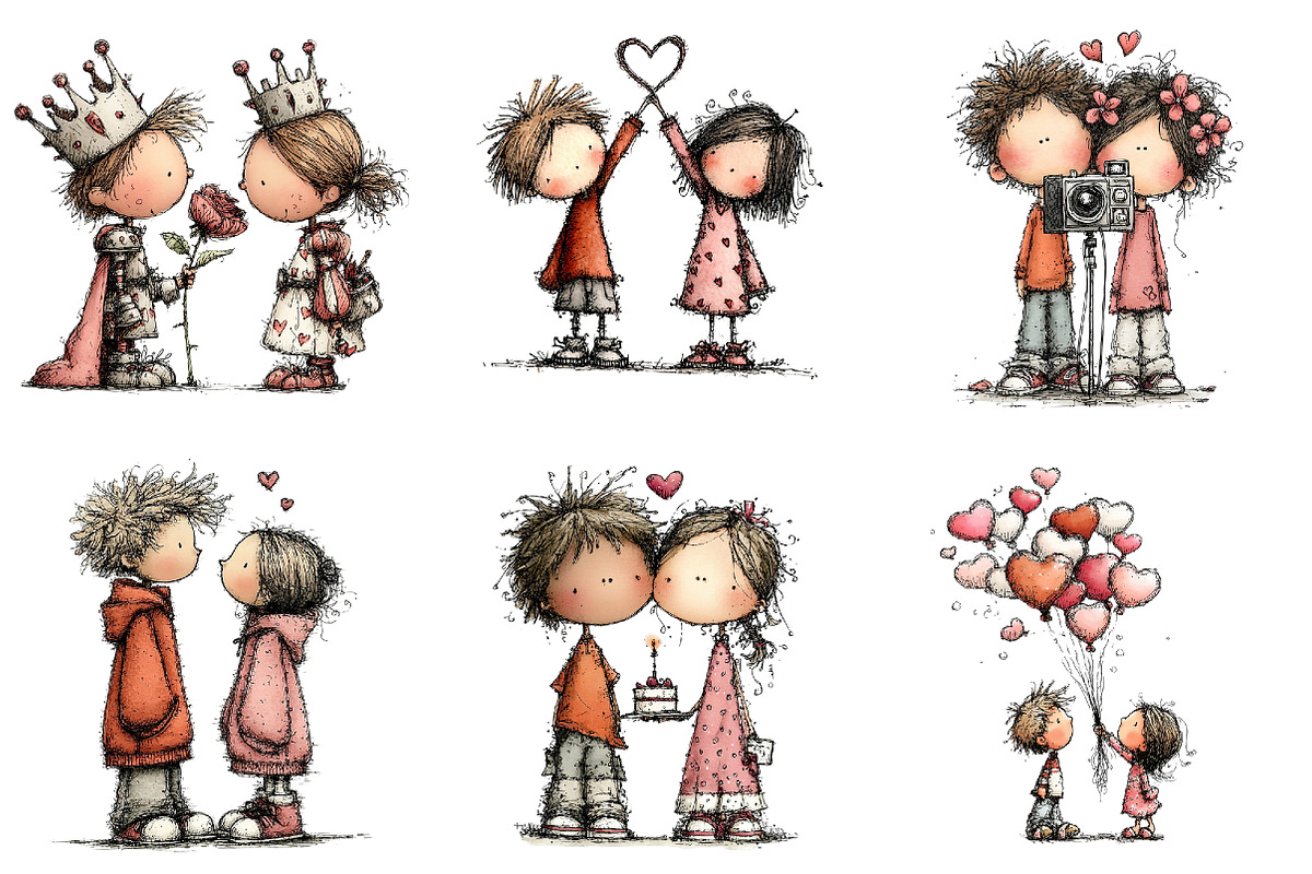 Whimsical Valentines Day Couple, an Illustration by DreamArtGraphic (Photo 3 of 4)