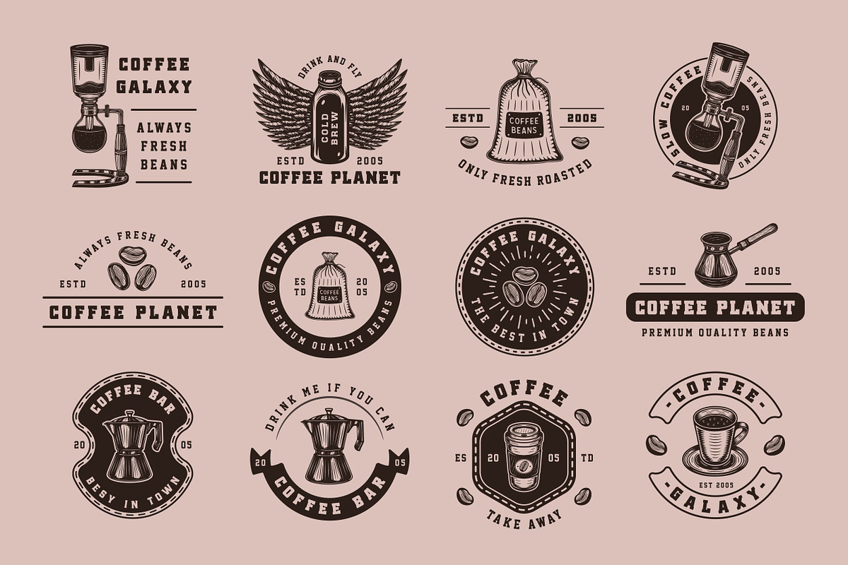 Vintage coffee emblems part 2, a Branding & Logo Template by AkimD (Photo 3 of 4)