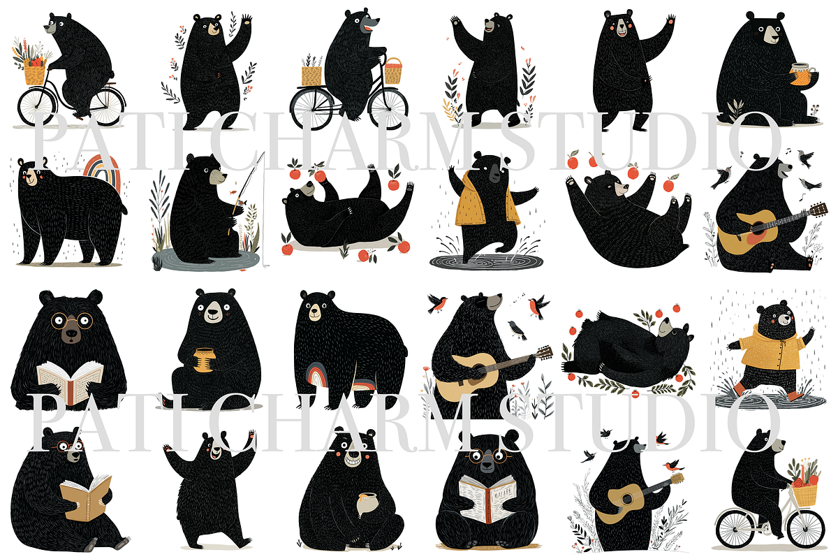 40 Black Bear Clipart, an Animal Illustration by Pati Charm Studio (Photo 2 of 8)