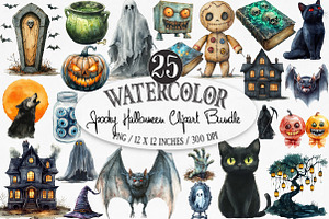 Spooky Halloween Clipart, an Illustration by Designking
