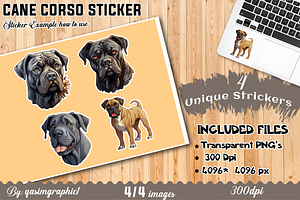 Cute Kawaii Cane Corso Dog Stickers