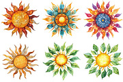 Watercolor Sun Designs for Summer, an Illustration by Pixels.Craft (Thumbnail 4 of 7)