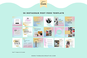 Minty Mint, Instagram Template Canva