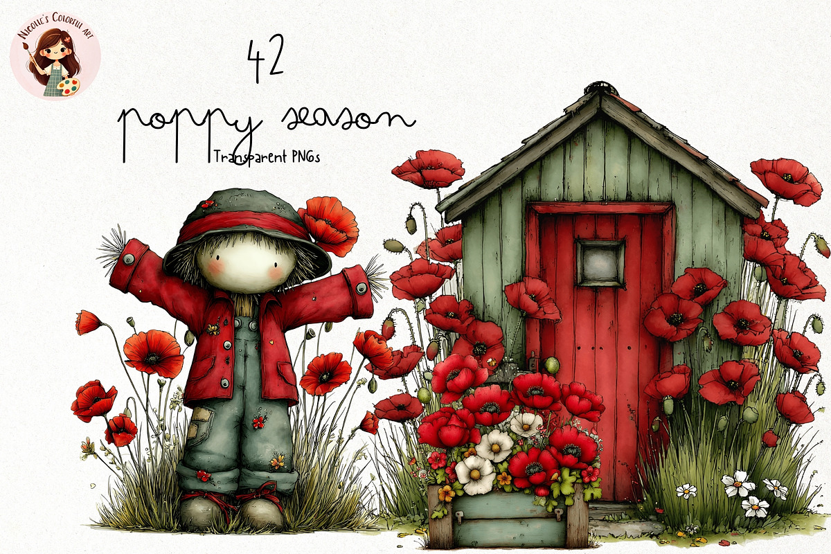 Poppy Season PNG Clipart Bundle, a Seasonal Illustration by Nicolle's Colorful Art (Photo 1 of 4)