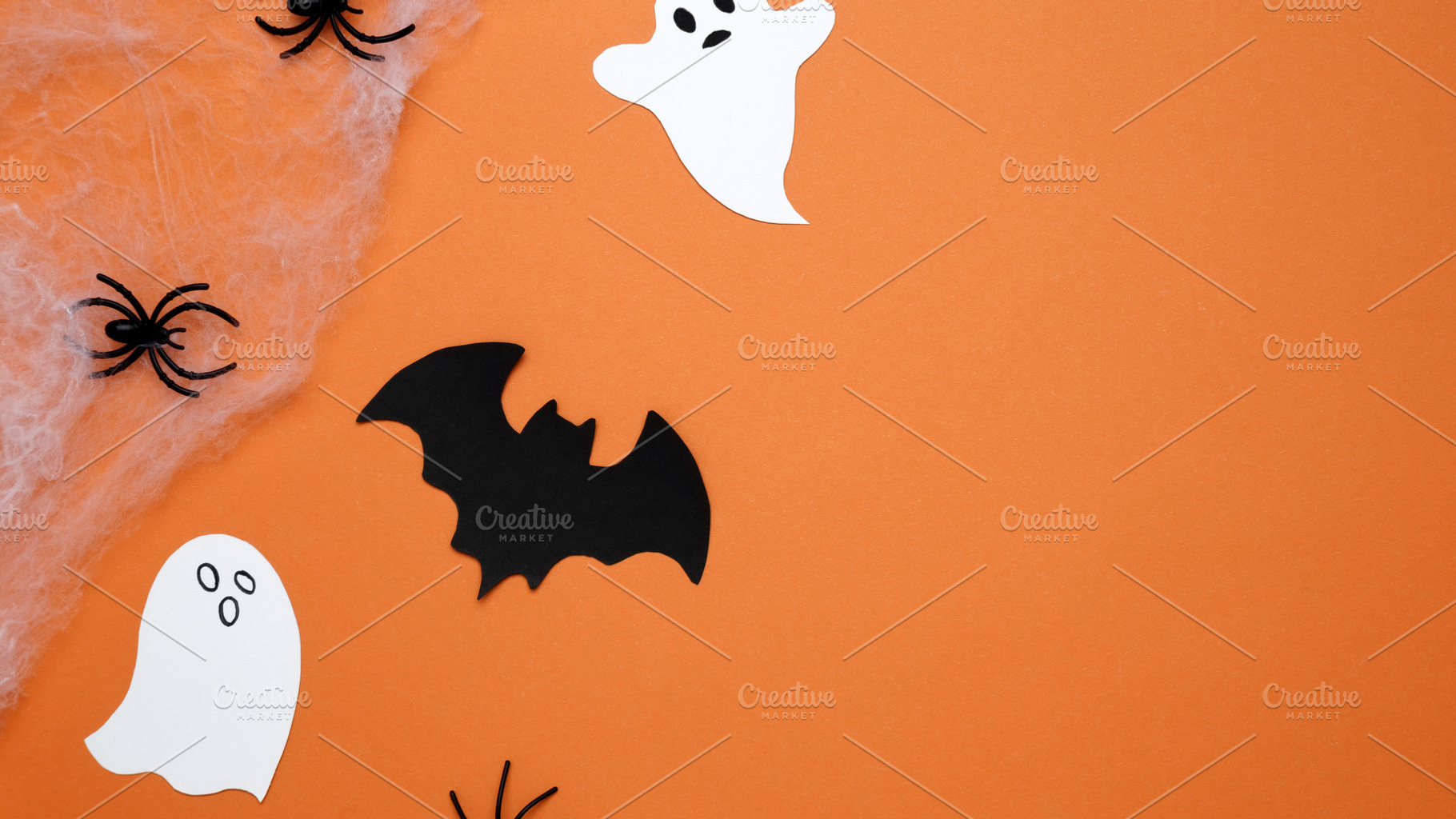 Spooky festive atmosphere. Halloween decoration bats ghosts, a Photo by matucha