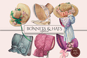 Vintage Bonnet & Hat Clipart, an Illustration by Secret Helper (Thumbnail 1 of 9)