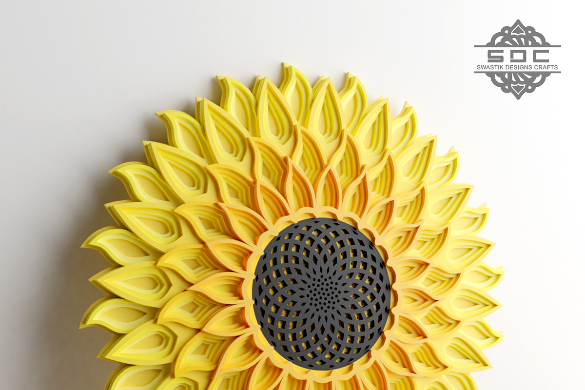 Sunflower Mandala dxf files laser, a Design Template by SwastikDesignsCrafts (Photo 1 of 5)