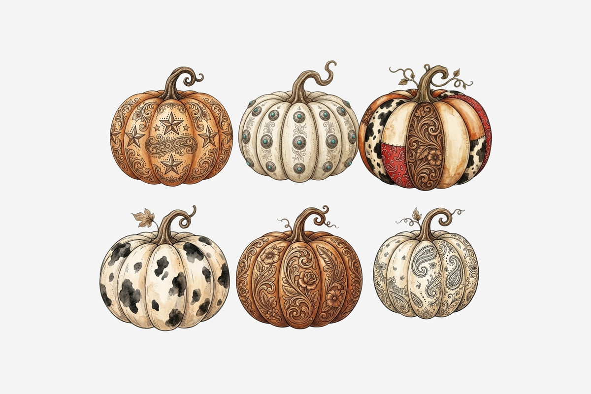 Rustic Western Pumpkin Clipart, a Seasonal Illustration by Tanya Kart (Photo 9 of 10)