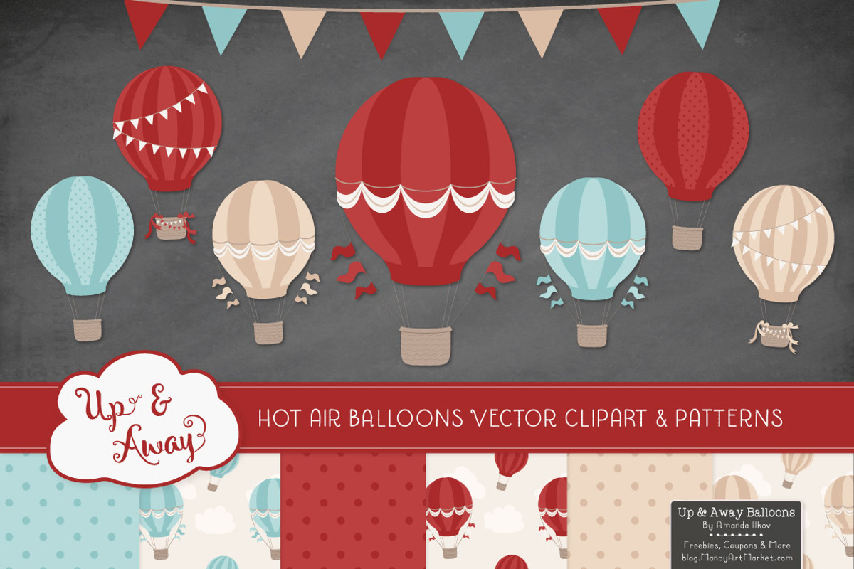 Red & Robin Egg Hot Air Balloons, an Illustration by Amanda Ilkov (Photo 2 of 5)