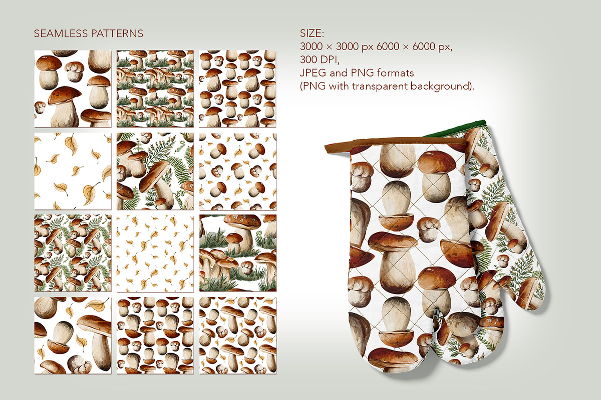 Mushrooms watercolor clip art, a Seasonal Illustration by Alena Sid (Photo 11 of 13)