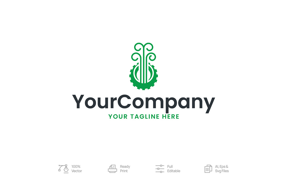 Monogram Flat Green Gear Logo, a Branding & Logo Template by Minimalist Logos (Photo 1 of 5)
