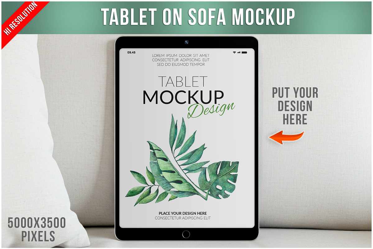 Tablet Mockup on Sofa PSD, an iPad Mockup by Bruno's Shop (Photo 1 of 4)