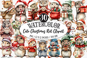 Cute Christmas Rat Sublimation, an Illustration by Designking (Thumbnail 1 of 5)