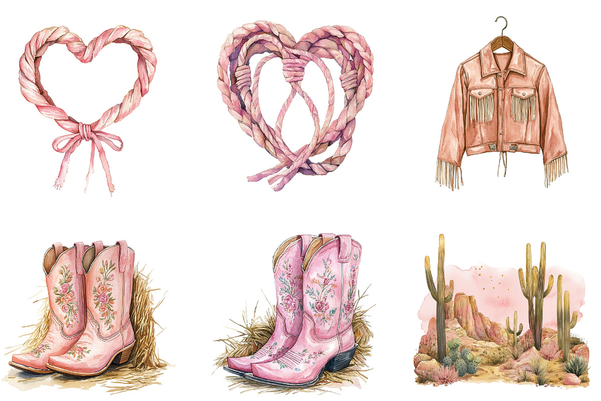 Pink Western Cow Girl Clipart, an Illustration by DreamArtGraphic (Photo 3 of 4)