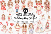 Whimsical Valentine's Day Cute Girl, an Illustration by Designking (Thumbnail 1 of 5)