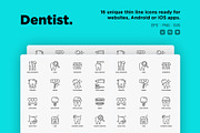 Dentist  | 16 Thin Line Icons Set, an Outline Icon by Alex Blogoodf (Thumbnail 2 of 15)