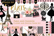 Paris Fashion Clipart+Pattern set, an Illustration by Mia's Graphic Design (Thumbnail 1 of 10)