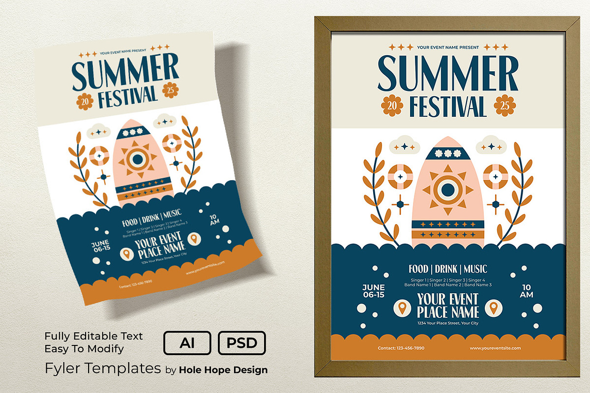 Folk Art Summer Festival Flyer, a Flyer Template by Hole Hope Design (Photo 1 of 5)
