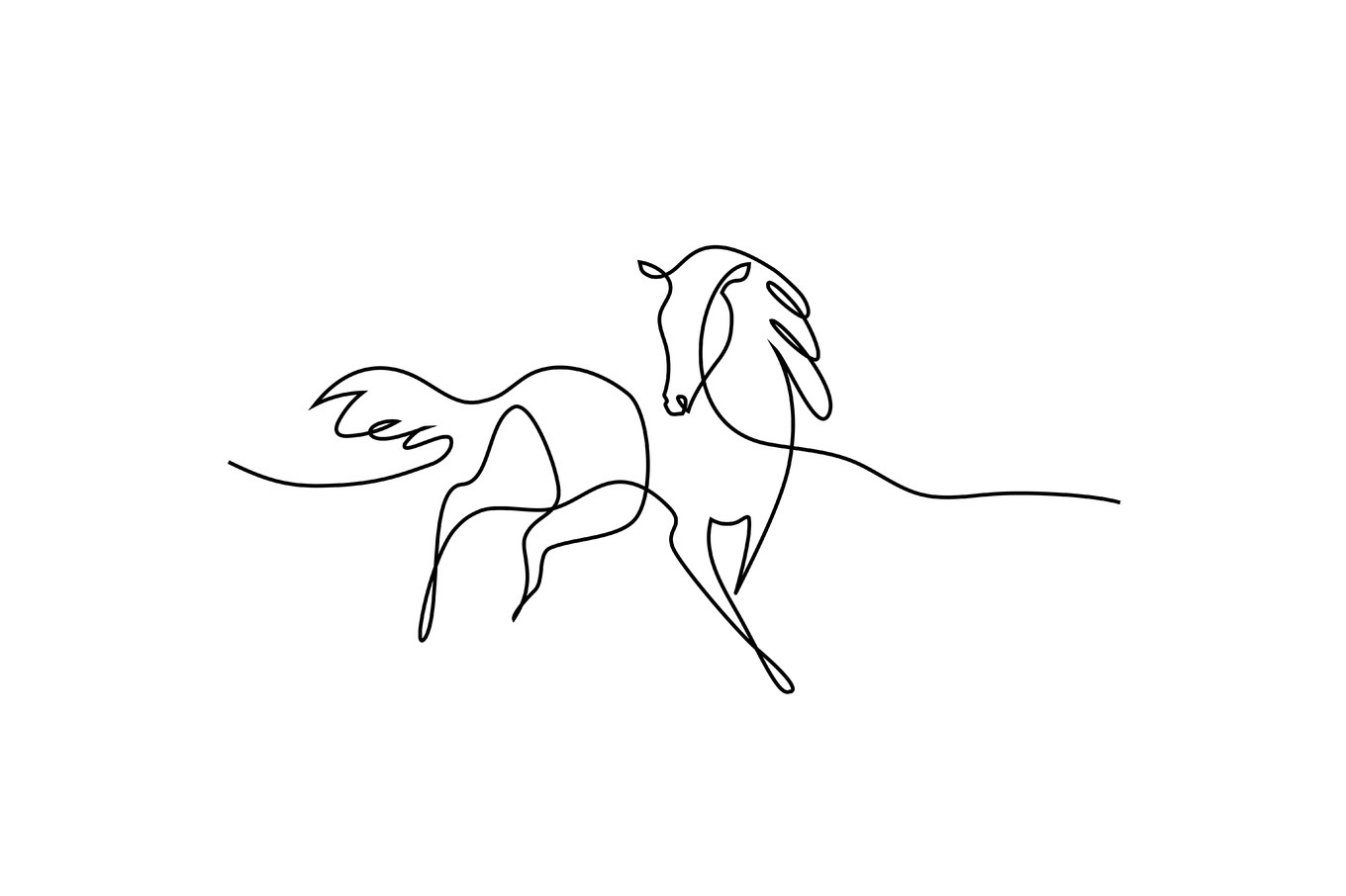 Horse logo One line drawing | Animal Illustrations ~ Creative Market