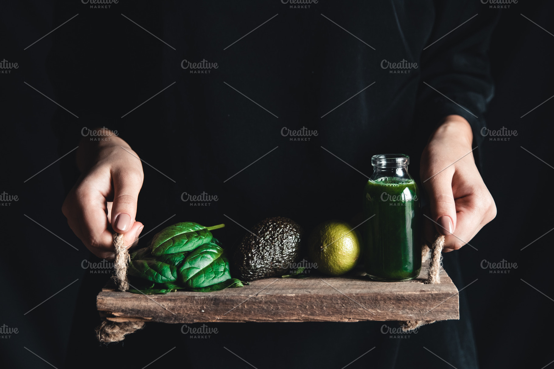 Girl holds a smoothie with spinach featuring background, food, and vintage, a Food & Drink Photo by Food Mood