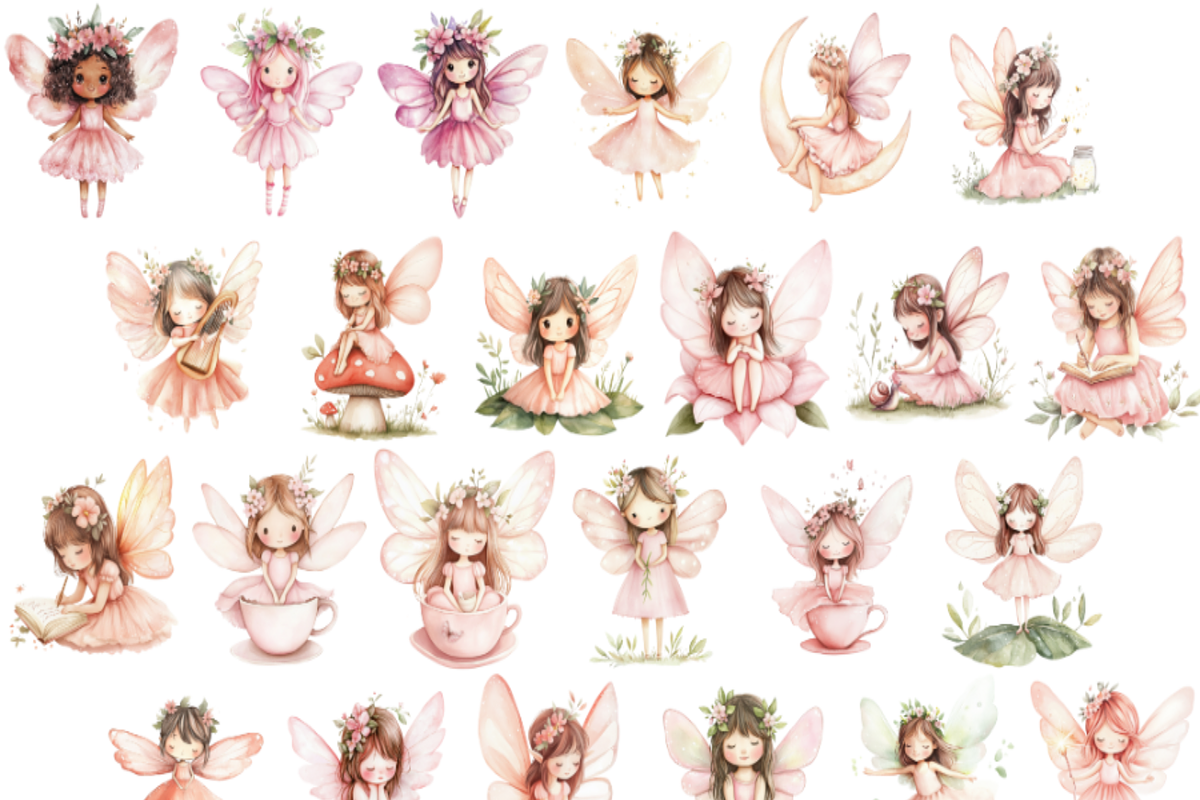 Fairy Watercolor Clipart Bundle, a Person Illustration by PrintablesByFranklyn (Photo 8 of 8)
