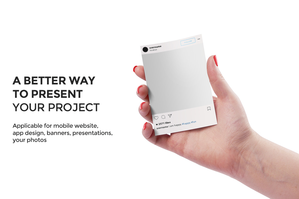 Instagram Frame in Hand version 1, a Device Mockup by Mockup Store (Photo 2 of 3)