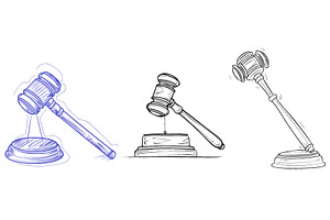 A judge hammer continuous line, an Object Illustration by ZinetroN