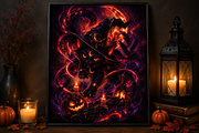 Witchy Black Cat, a Seasonal Illustration by HyeRi (Thumbnail 1 of 5)