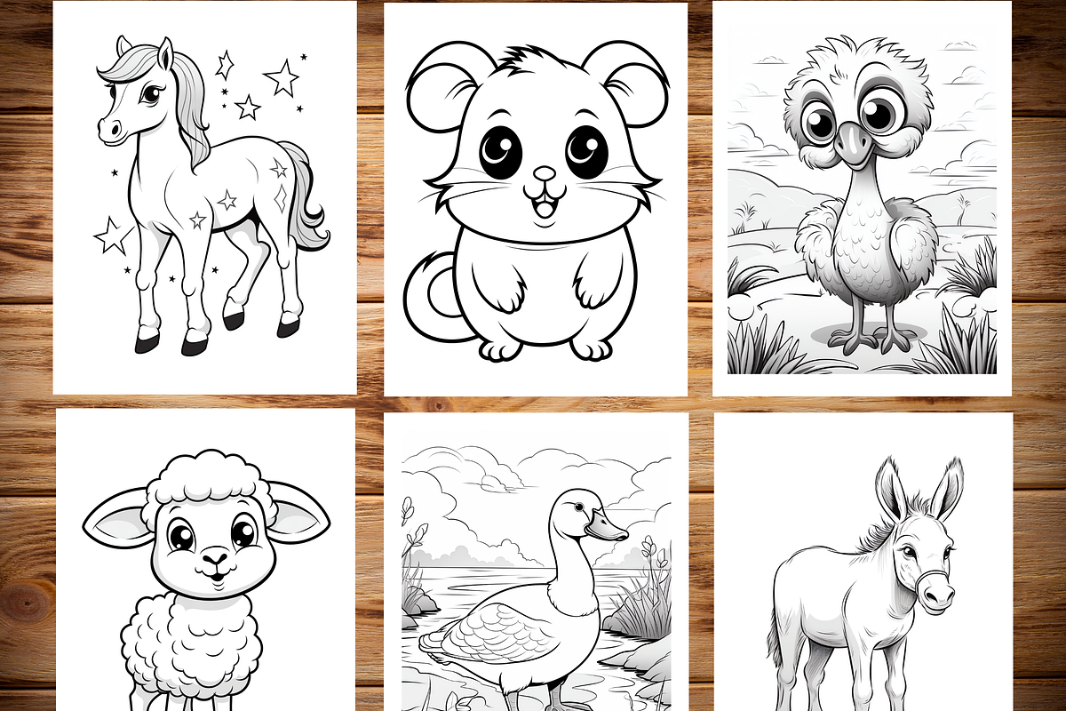 Farm Animals Coloring Pages for Kids, a Brochure Template by LA Design (Photo 2 of 10)