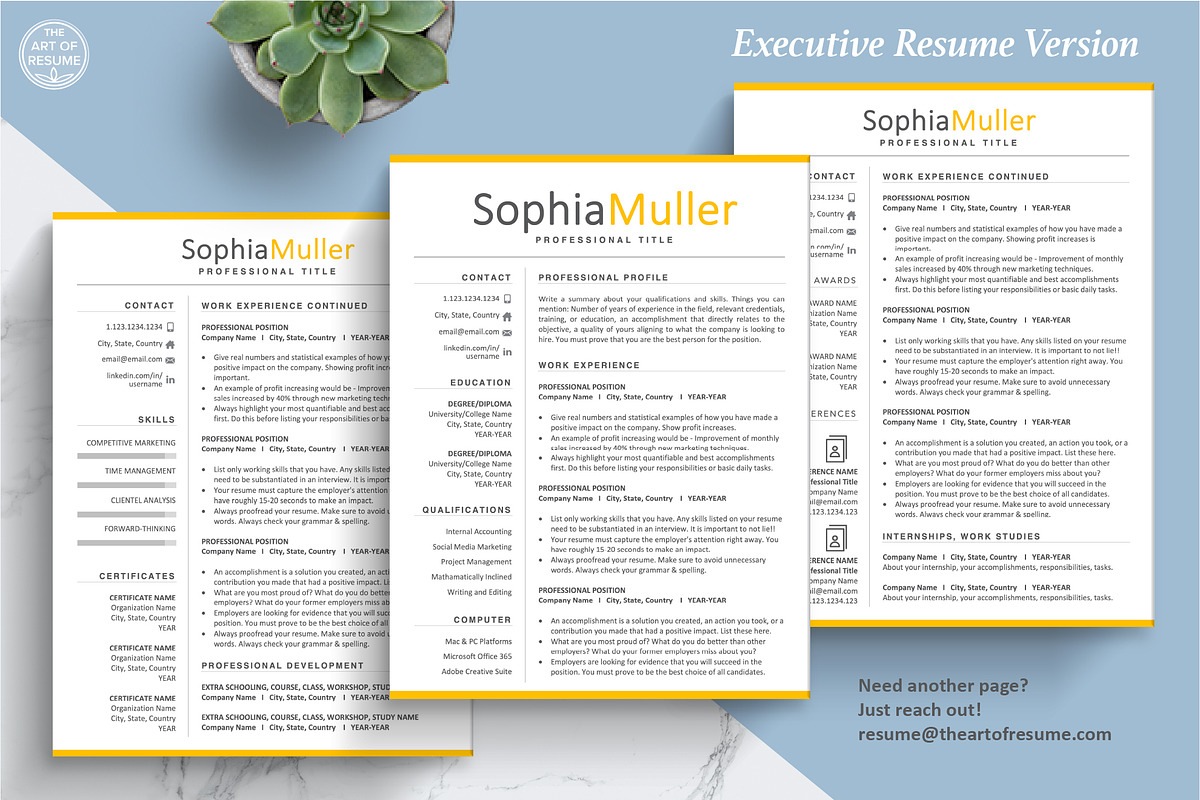 Yellow Resume Template, Free CV Design