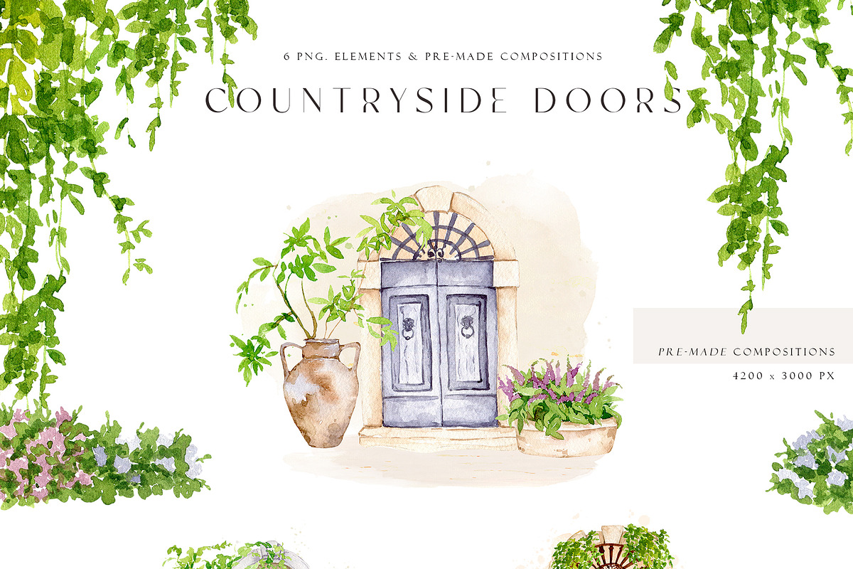 Watercolor countryside houses, a Decorative Illustration by MariGraphic boutique (Photo 8 of 13)