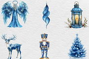Silver Blue Christmas Clipart Bundle, an Illustration by Black Bird Studio (Thumbnail 3 of 6)