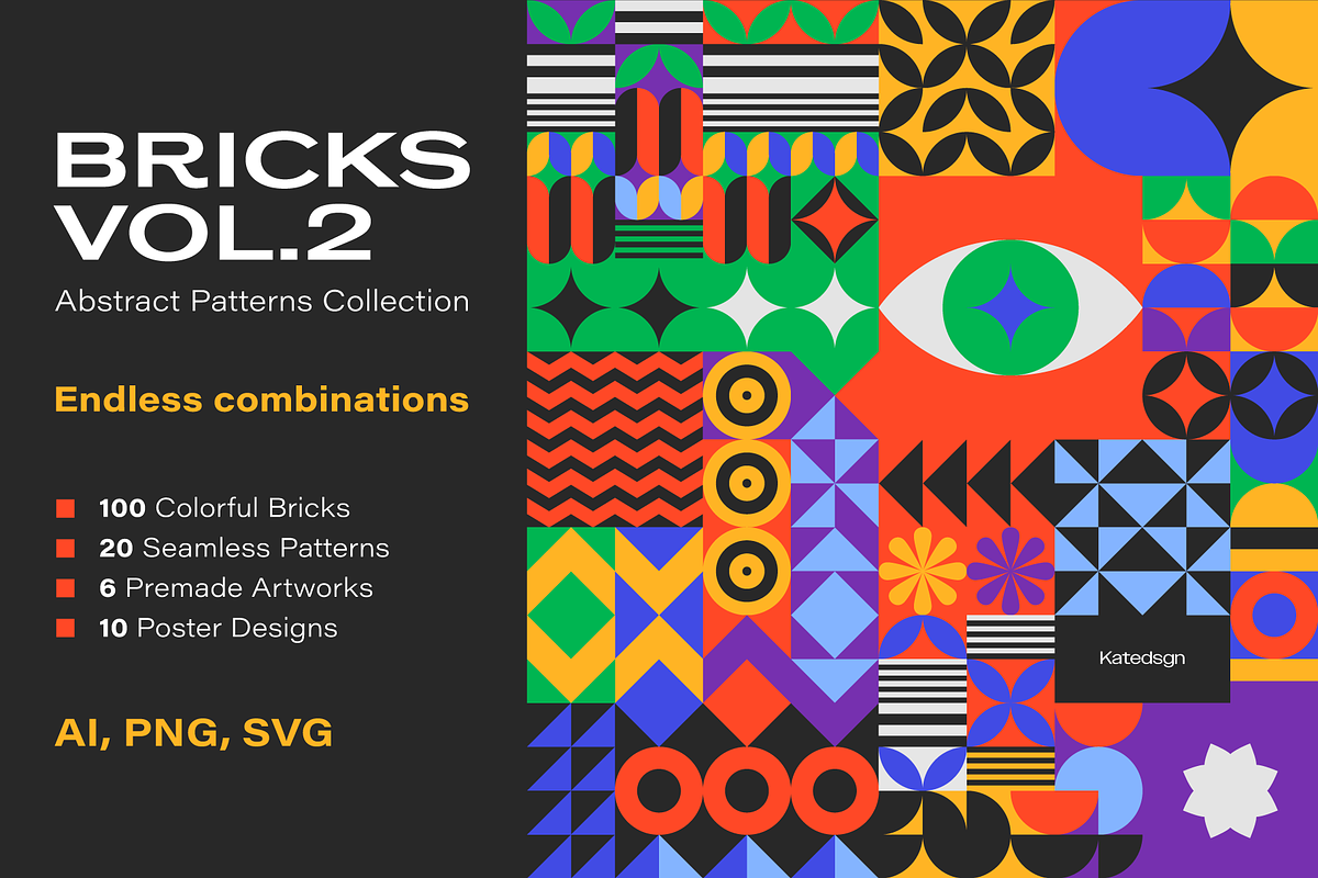 BRICKS VOL2 Patterns Collection, a Pattern Graphic by Katedsgn (Photo 1 of 11)