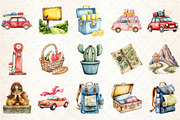 Watercolor Summer Road Trip Clipart, an Illustration by Rose Art (Thumbnail 2 of 4)