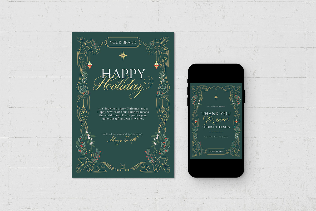 Christmas Thank You Card Template, a Card Template by BrandPacks (Photo 2 of 5)