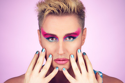 Beauty Fashion man guy with Bright Makeup, lgbtq