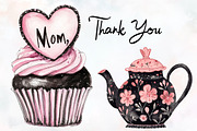 Black and Pink Mother's Day Clipart, a Seasonal Illustration by RobertsArt (Thumbnail 7 of 7)