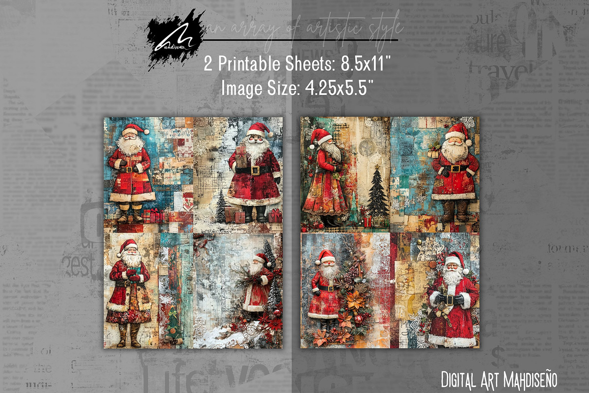 Cute Xmas Santa Claus Journal Pages, a Person Illustration by Digital Art Mahdiseño (Photo 7 of 10)