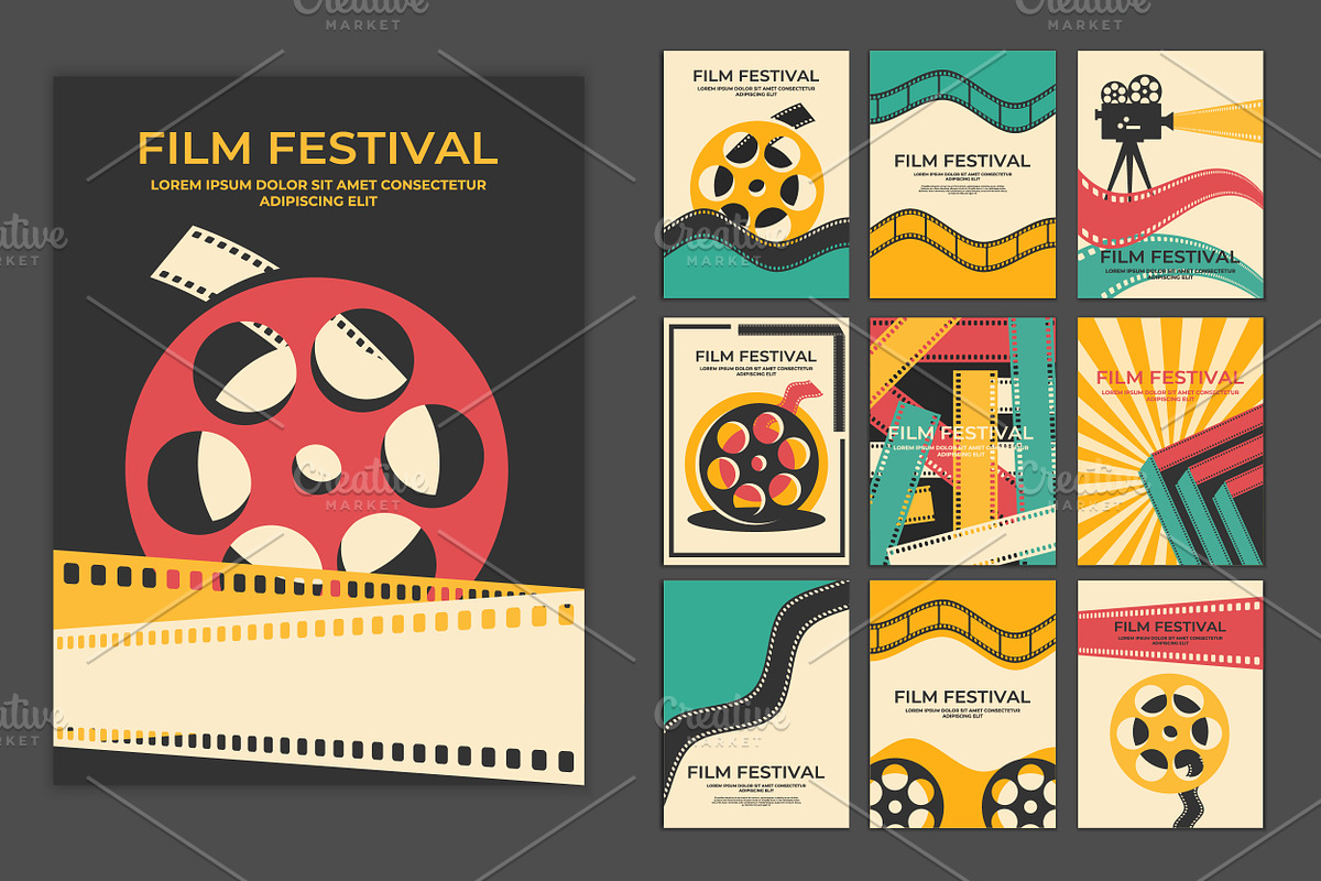 Retro Film Festival Posters, a Decorative Illustration by PsychocheArt