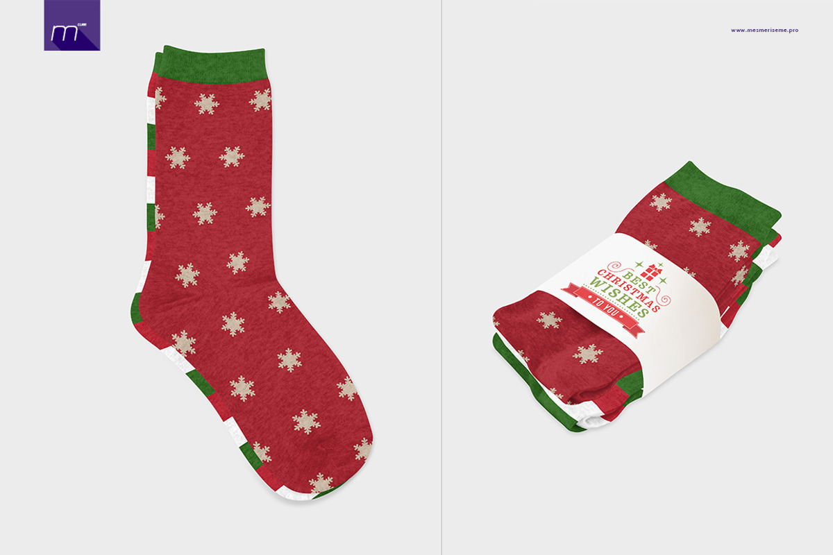 Melange Socks Mock-up, a Packaging Mockup by BlackMocca (Photo 2 of 5)